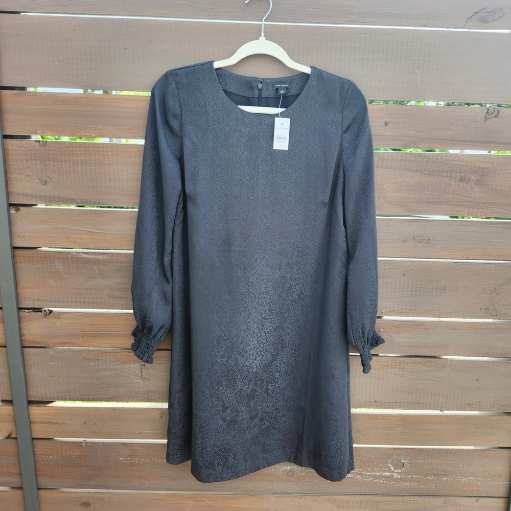 Ann Taylor Women's Dress Size 6 Black Long Sleeve Snake Print‎ Career NWT